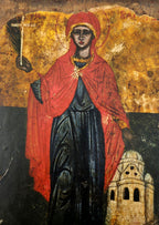 17 Century Antique Greek Icon of St. Paraskeva