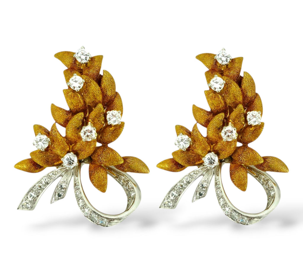 18K Yellow Gold Earrings with 44 Diamonds