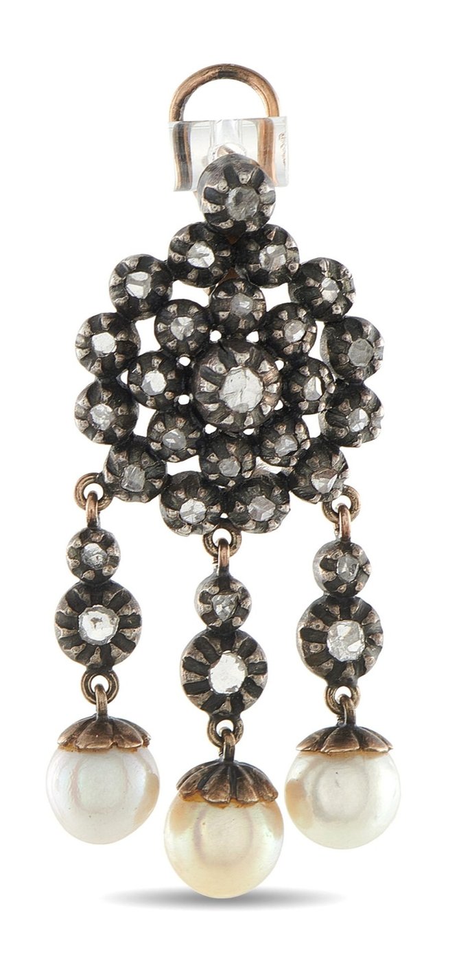 Antique Victorian Rose Gold and 3ct Diamond Earrings