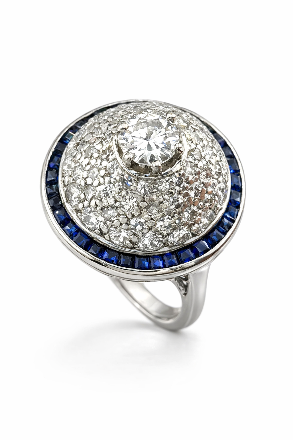 Platinum and Diamond French Art Deco Ring