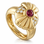 Boucheron Vintage 18K Yellow Gold Diamond and Burma Ruby Ring