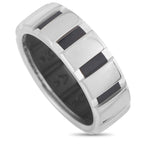 Chaumet18K White Gold Black Rubber Band Ring – This Chaumet band ring is made out of 18K white gold and black rubber and weig