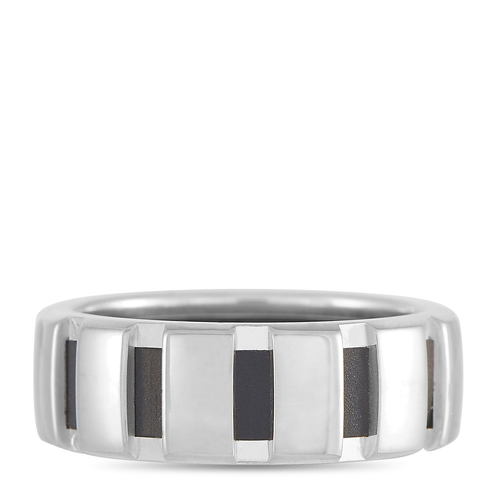 Chaumet 18K White Gold Black Rubber Band Ring