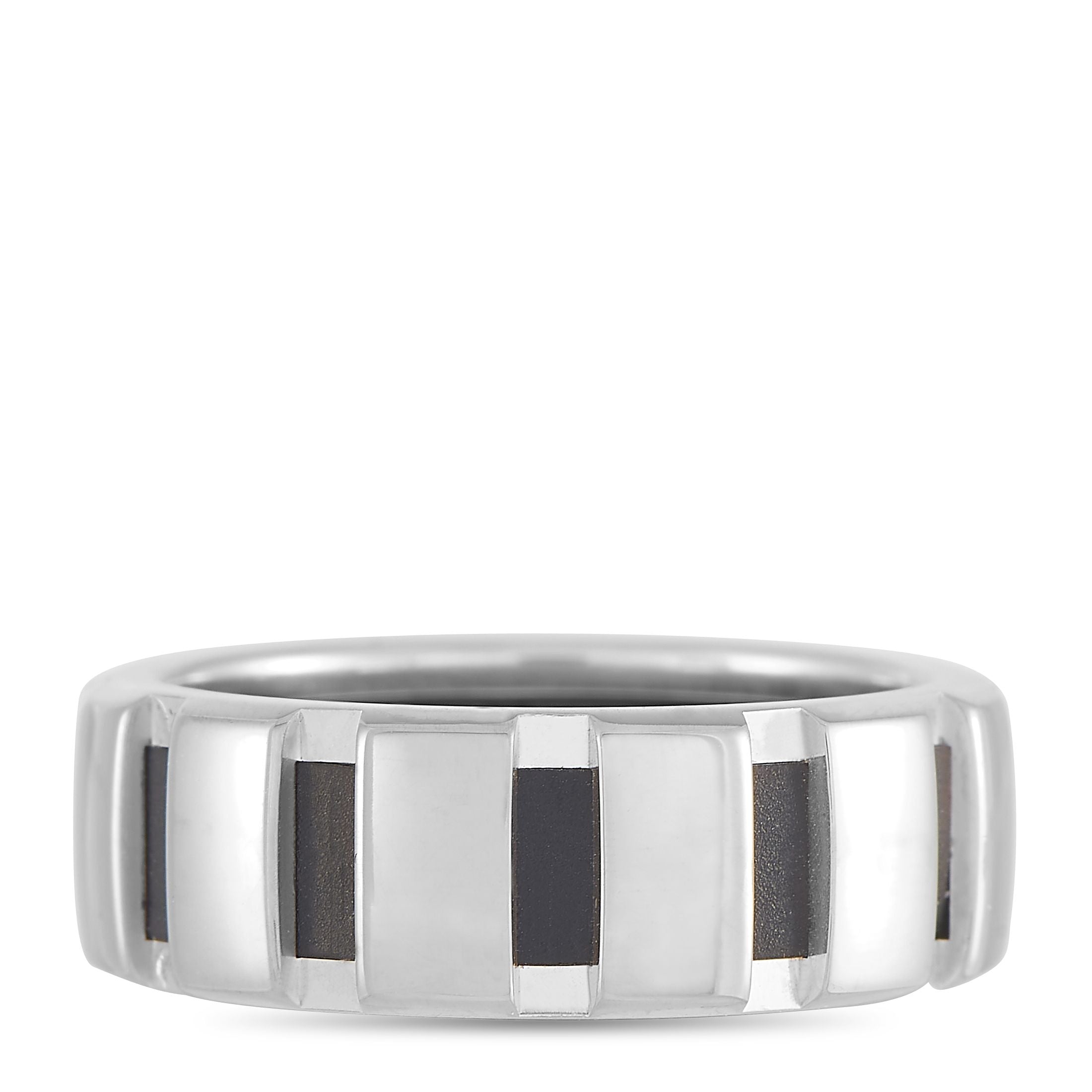 Chaumet 18K White Gold Black Rubber Band Ring
