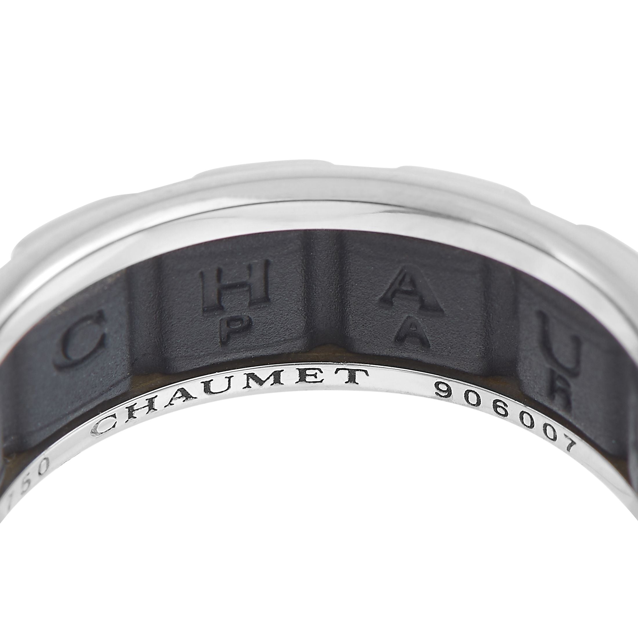 Chaumet 18K White Gold Black Rubber Band Ring