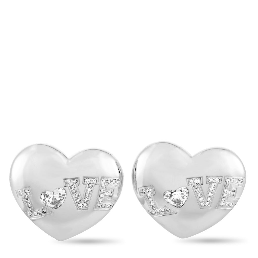 Chopard18K White Gold Diamond Heart Earrings