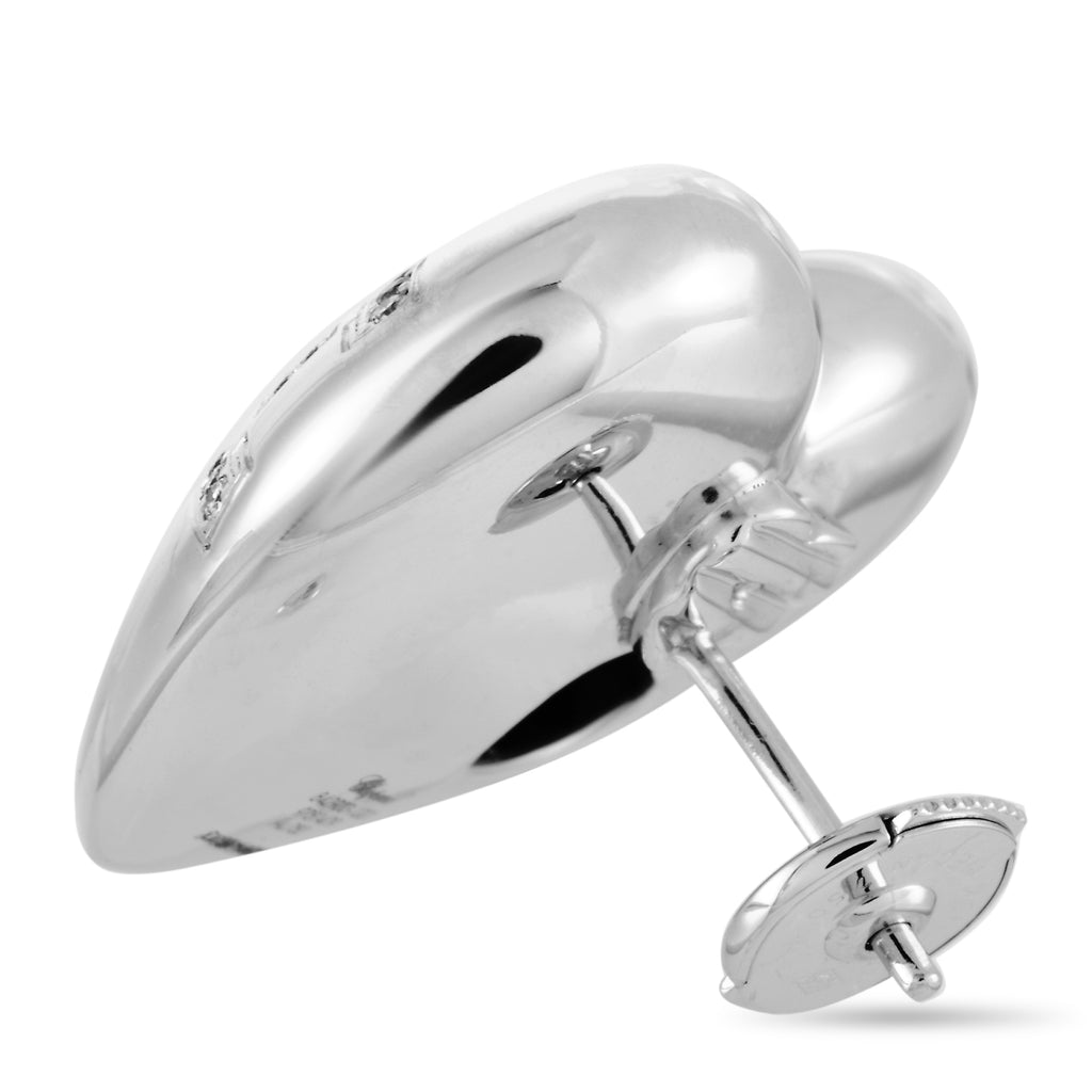 Chopard18K White Gold Diamond Heart Earrings