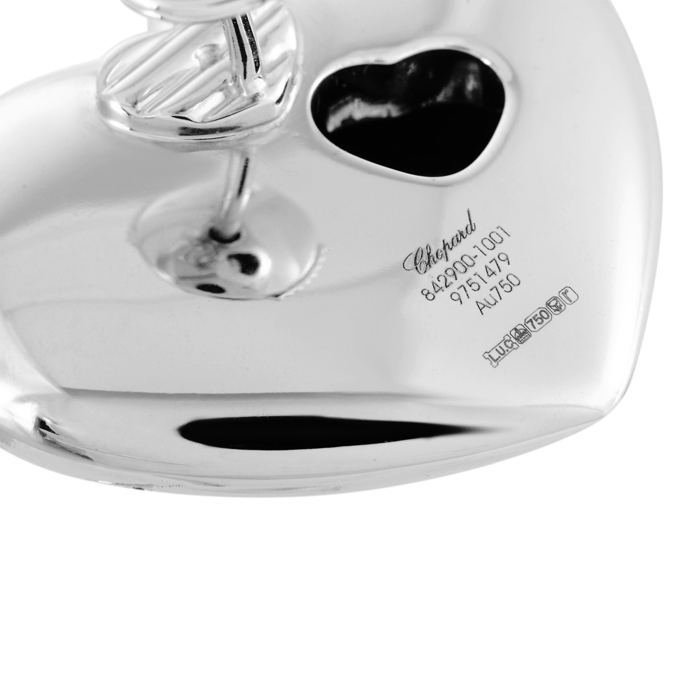 Chopard18K White Gold Diamond Heart Earrings