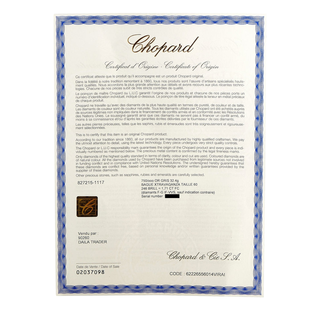 Chopard18K White Gold 1.17ct Diamond Ring