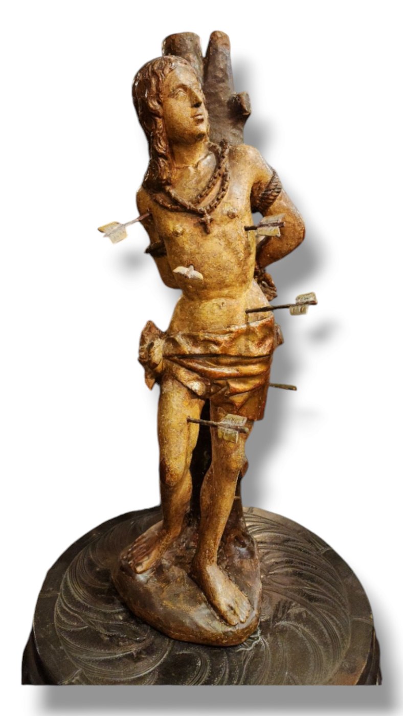 San Sebastian French Renaissance Carved Wood Sculpture, 16th/17th century