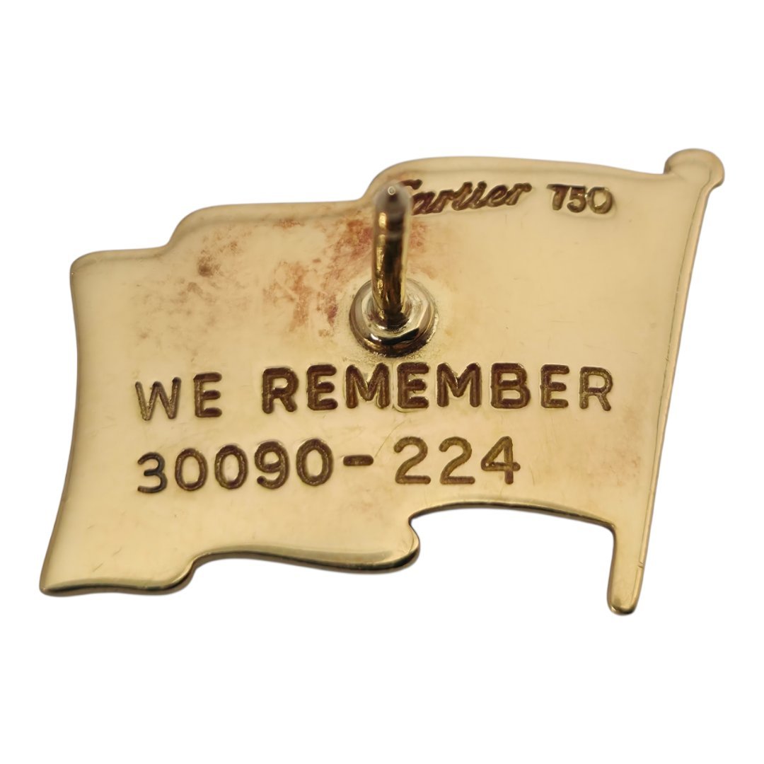 Cartier 18K Yellow Gold American Flag Tie Pin 9/11 "We Remember" Limited Edition