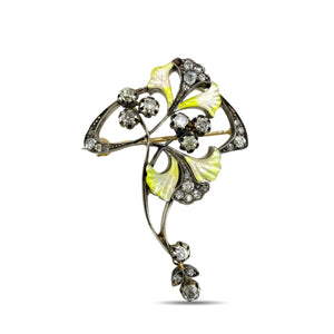 Imperial Russian 56 Yellow Gold 1.55ct Diamond and Enamel Brooch