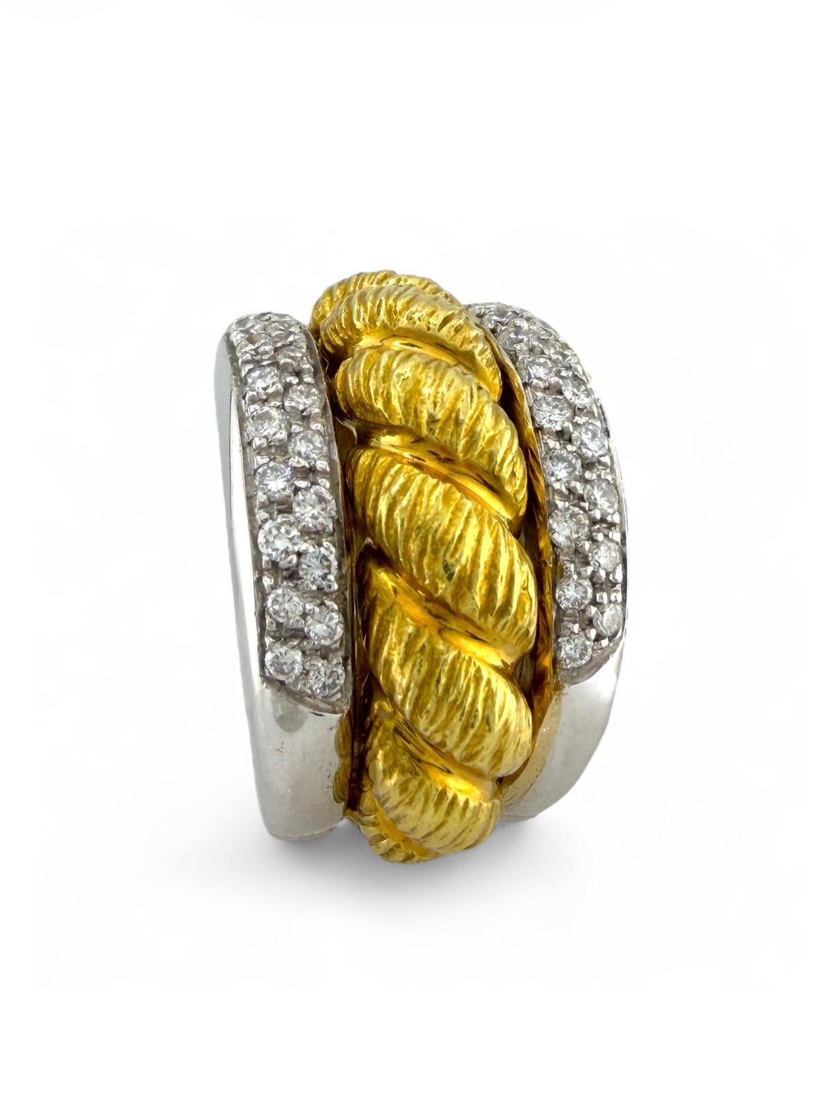 18K Yellow and White Gold 0.7ct Diamond Earrings