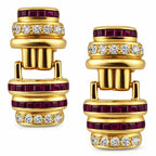18K Yellow Gold Ruby and Diamond Clip-On Earrings