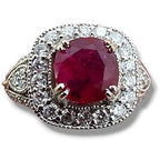 Ring - 18 kt. White gold, 18K Gold, Diamond & Deep Dark Red 1.0CT Ruby Art Deco Ring - 1.60ct. tw. Ruby - Diamond