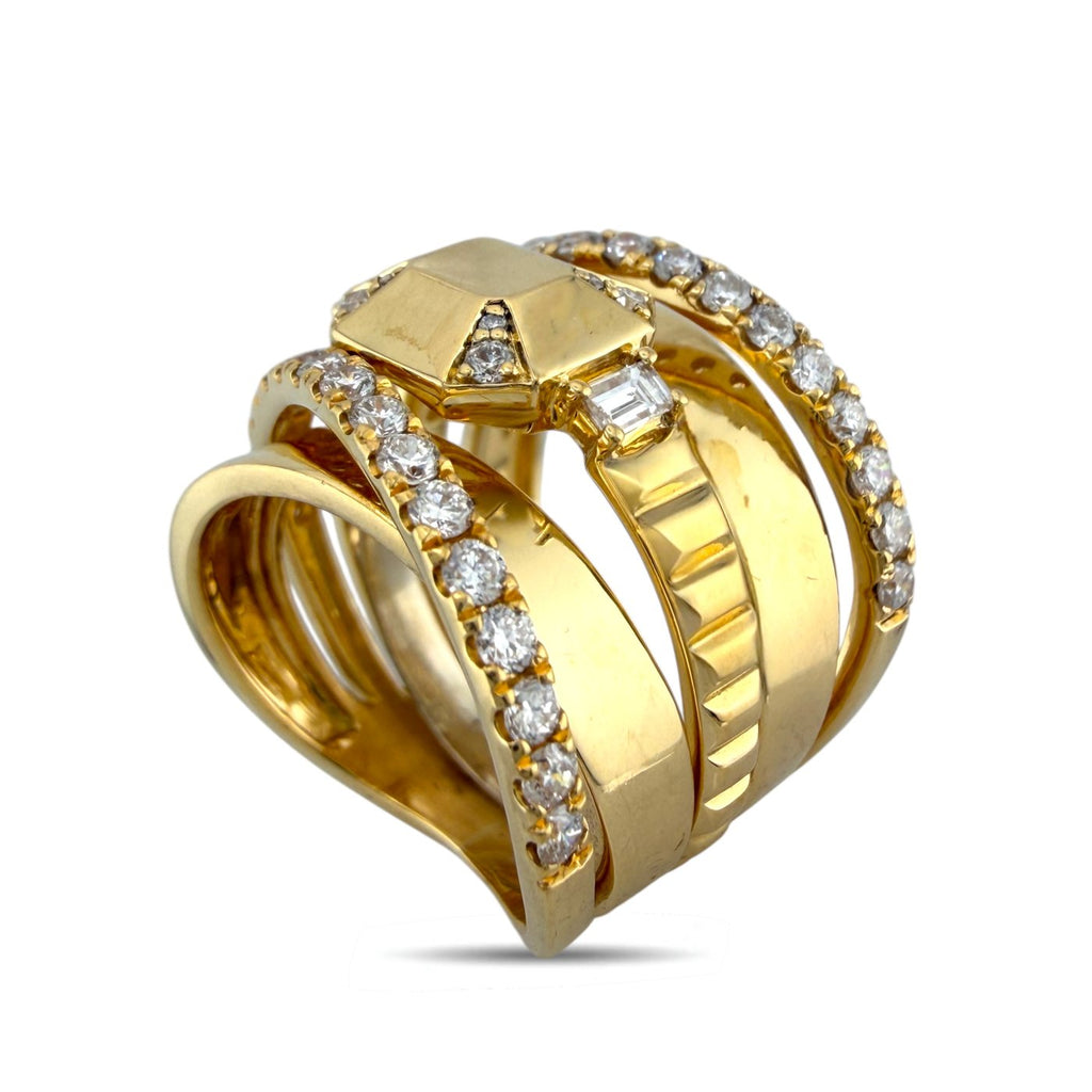 18K Yellow Gold 0.6ct Diamond Modern Abstract Ring