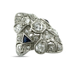 Platinum Art Deco 1.07ct Diamond and Sapphire Ring