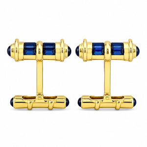 David Webb 18K Yellow Gold Sapphire Cufflinks