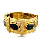 14K Yellow Gold Bloodstone Sculpted Face Bracelet