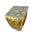 14K Yellow Gold 1.70ct Diamond Square Statement Ring
