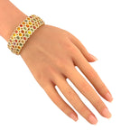 14K Yellow Gold Multi Gemstone and 3.23ct Diamond Statement Bracelet