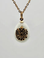 K. Faberge Russian Antique Gold Diamond & Blue Enamel Egg Pendant 1890s