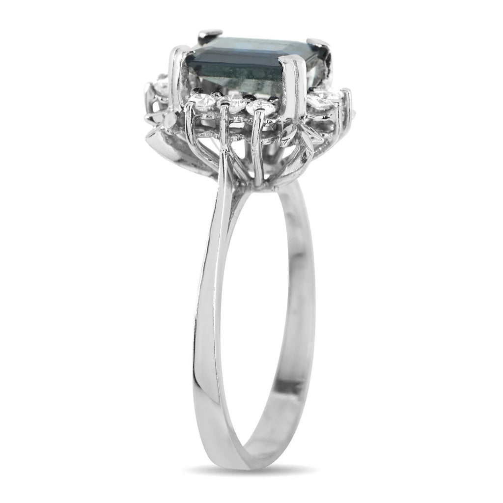 18K White Gold 0.2ct Diamond and 1.45ct Sapphire Ring