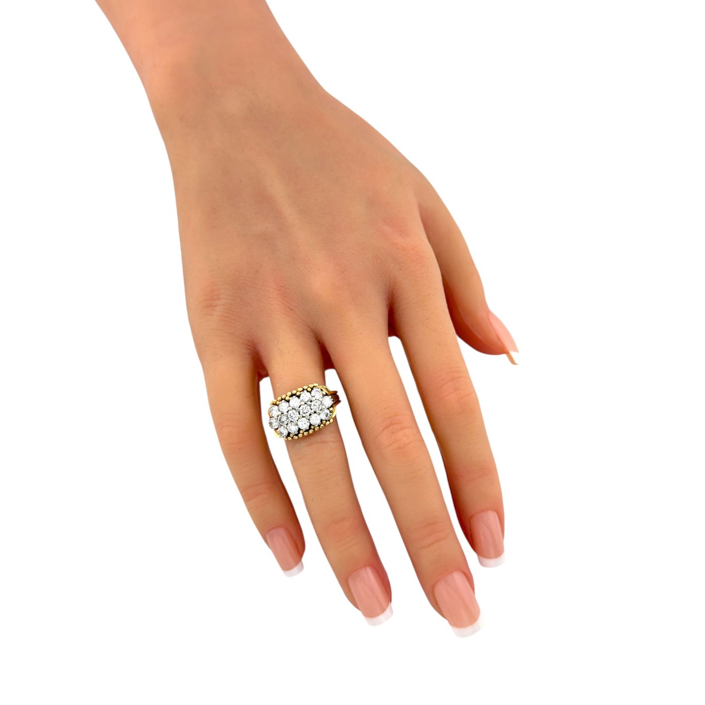 14K White and Yellow Gold 2.0ct Diamond Cluster Ring
