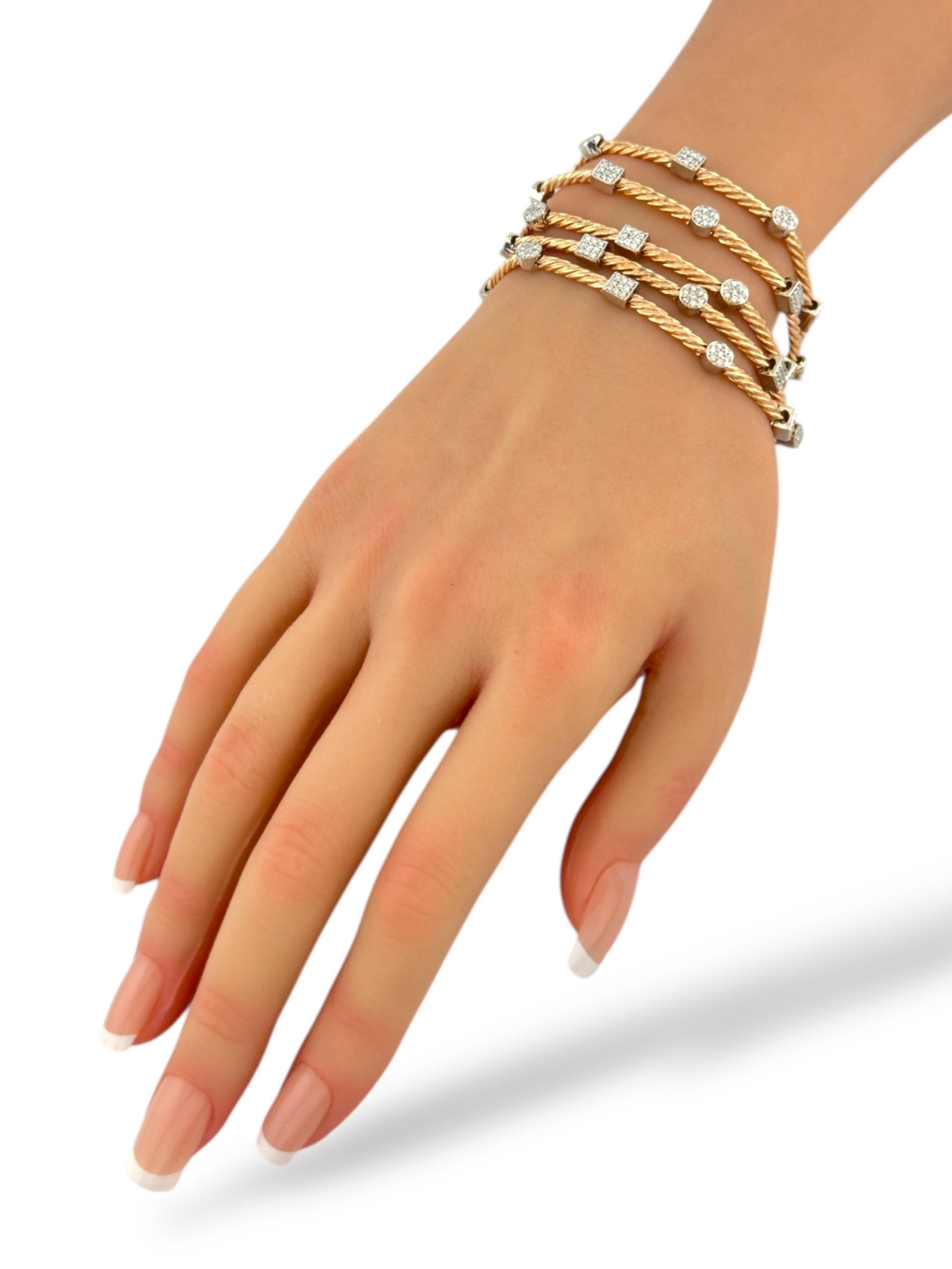 14K Yellow Gold Multi-Band Bracelet with 3.3ct of Diamonds