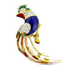 18K Yellow Gold 2.00ct Diamond and Enamel Parrot Brooch