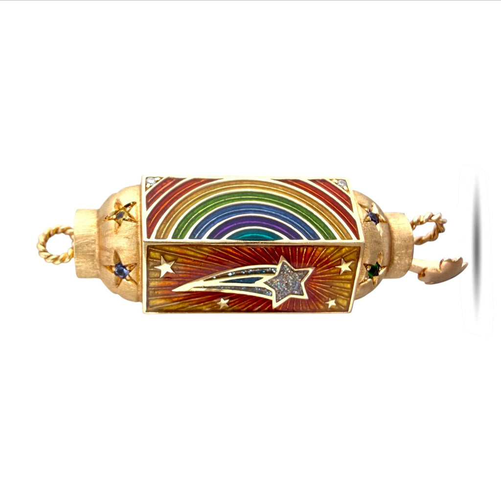 Pride Marie Lichtenberg 18K Rose Gold Rainbow Enamel and 0.15ct Diamond Two-Sided Pendant Diamond (Natural)