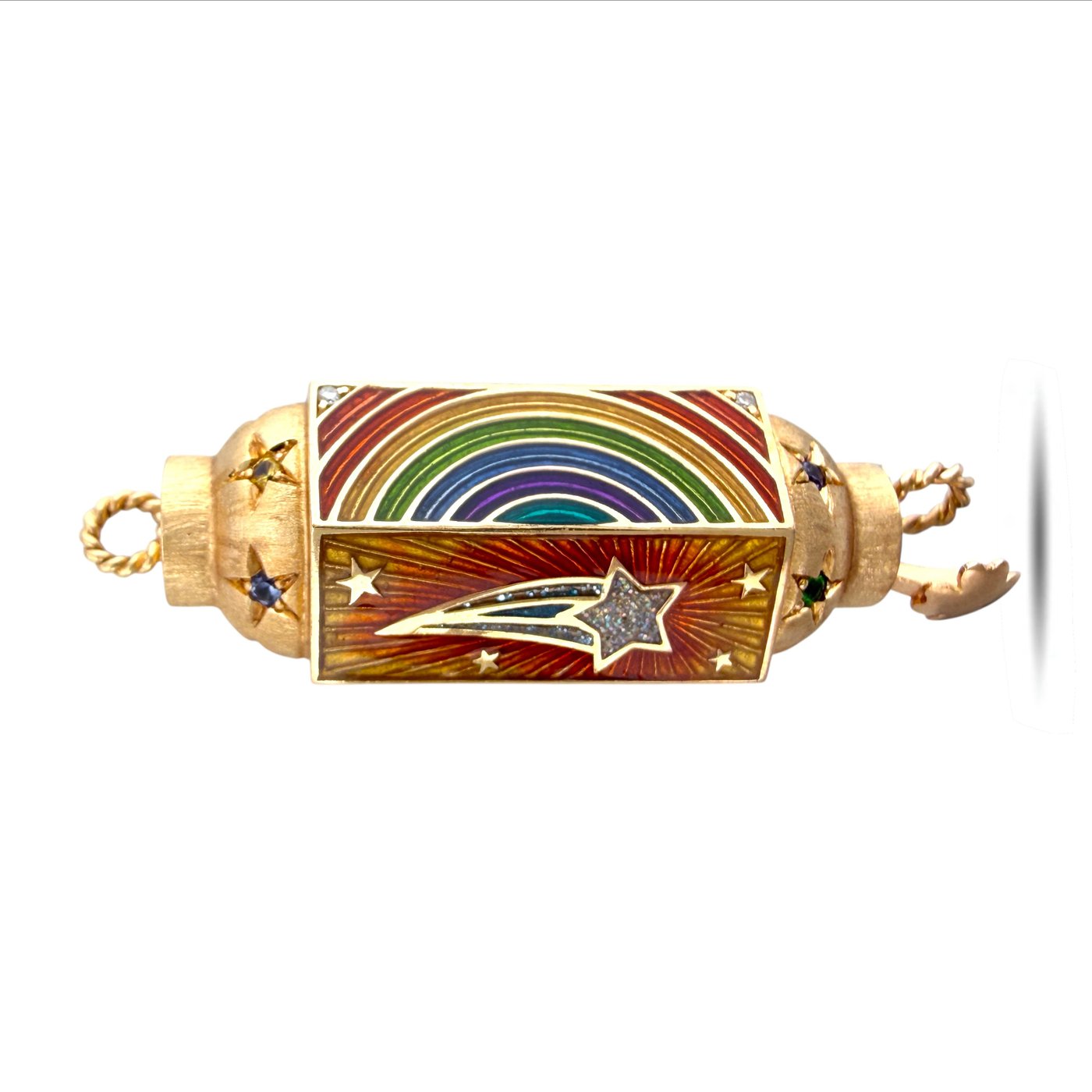 Pride Marie Lichtenberg 18K Rose Gold Rainbow Enamel and 0.15ct Diamond Two-Sided Pendant Diamond (Natural)