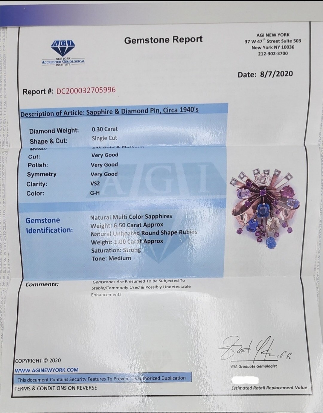 Brooch - 18 kt. Yellow gold -  2.00ct. tw. Diamond (Natural)