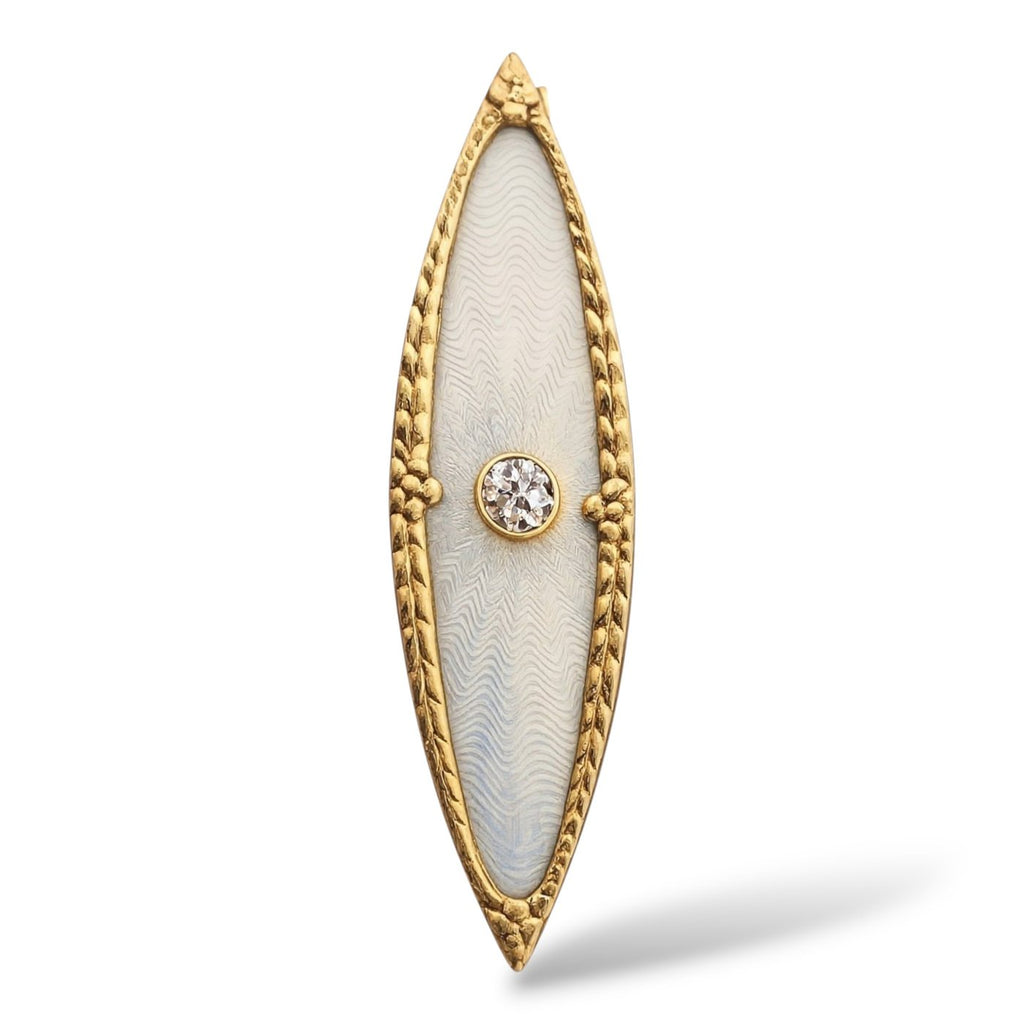 A Faberge 56K Gold Diamond and Enamel Brooch St Petersburg, 1900-1917