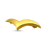 Yellow gold swan silhouette brooch side view with visible hinge clasp pin