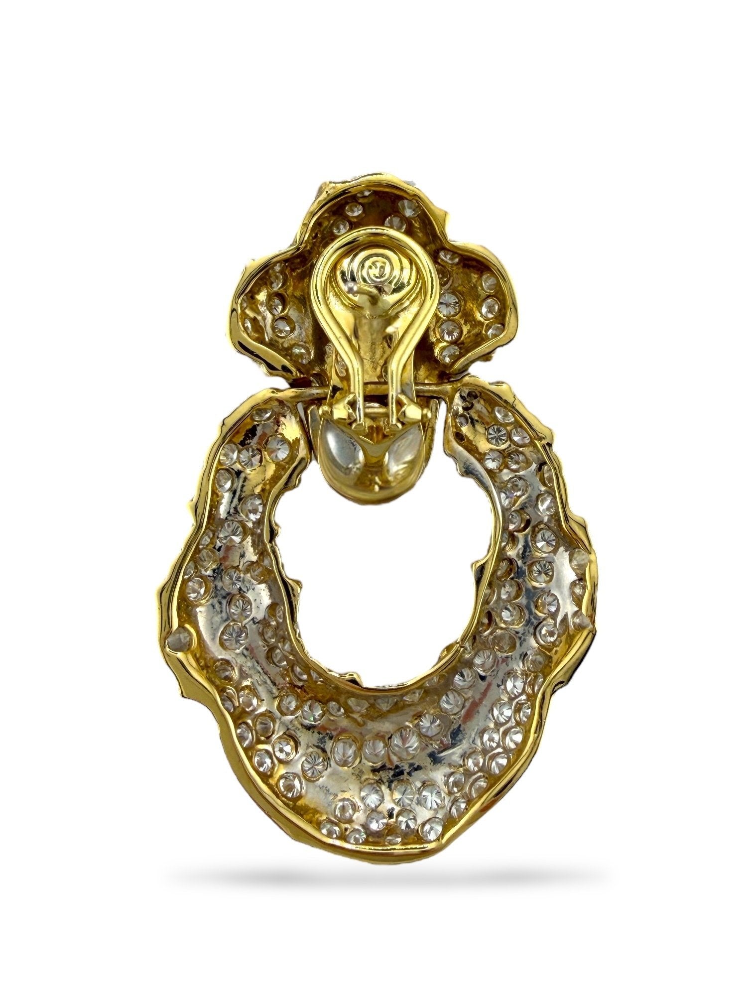 18K Yellow Gold 9.5ct Diamond Wavy Large Earrings