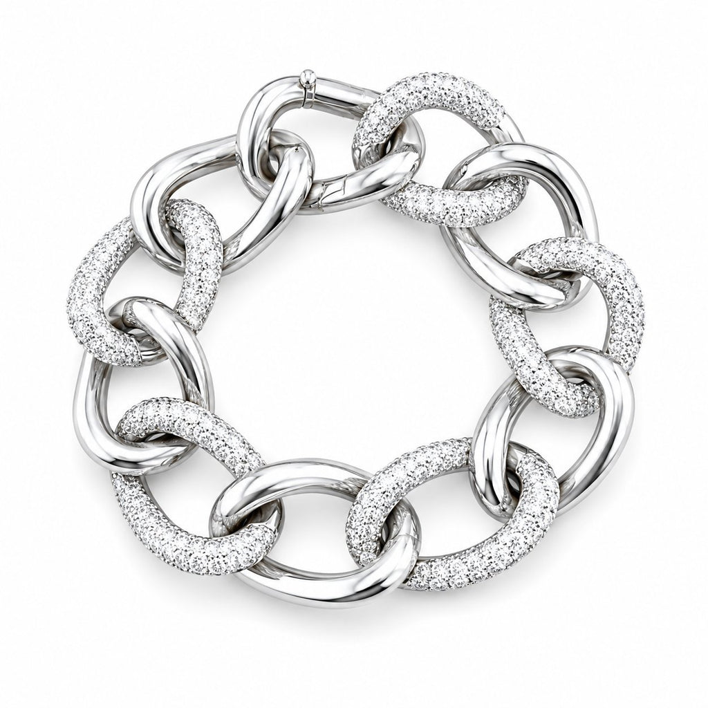 Tiffany & Co. White Gold 22.00ct Diamond Link Bangle Bracelet