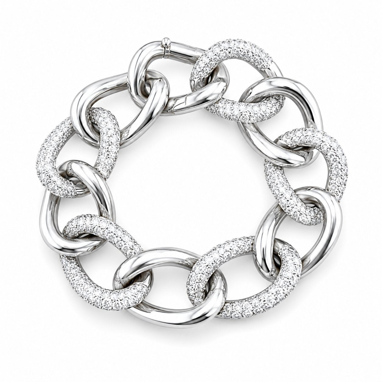 Tiffany & Co. White Gold 22.00ct Diamond Link Bangle Bracelet