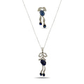 Sapphire and diamond bow necklace with hanging blue stones