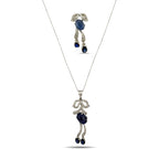 14K White Gold 9.20ct Sapphire and 1.90ct Diamond Necklace and Earring Set