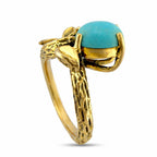 14K Yellow Gold Turquoise Ring with Sculpted Branch Motif