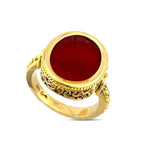 18K Yellow Gold Carnelian Sculpted Face Ring
