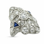 Platinum Art Deco 1.07ct Diamond and Sapphire Ring