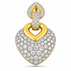 18K yellow gold heart pendant with pavé diamonds and diamond bail