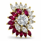 18K White and Yellow Gold 3.2ct Diamond and 1.8ct Ruby Earrings
