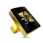 Vintage 14K Yellow Gold Floral Rectangular Ring