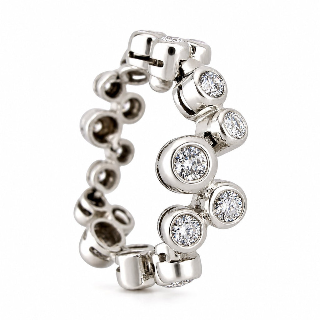 14K White Gold 1.00ct Diamond Abstract Flexible Band Ring