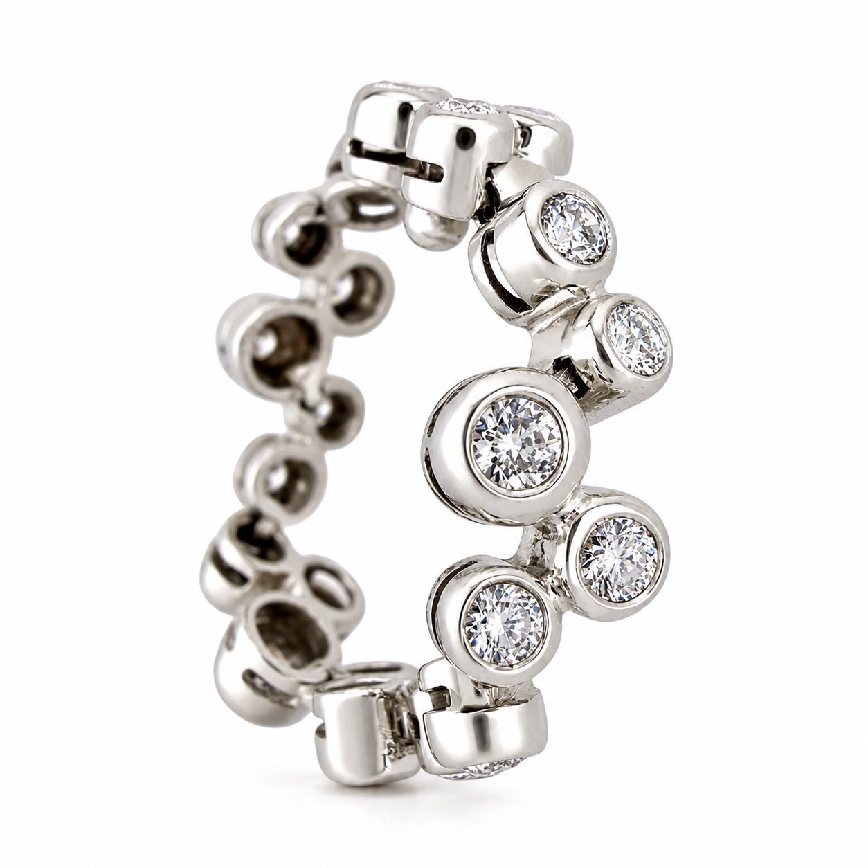 14K White Gold 1.00ct Diamond Abstract Flexible Band Ring