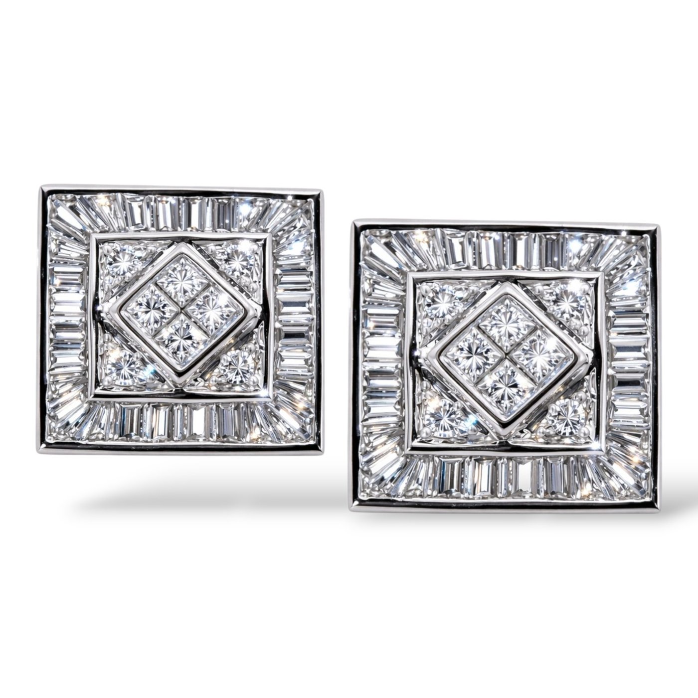 14K White Gold Diamond Earrings