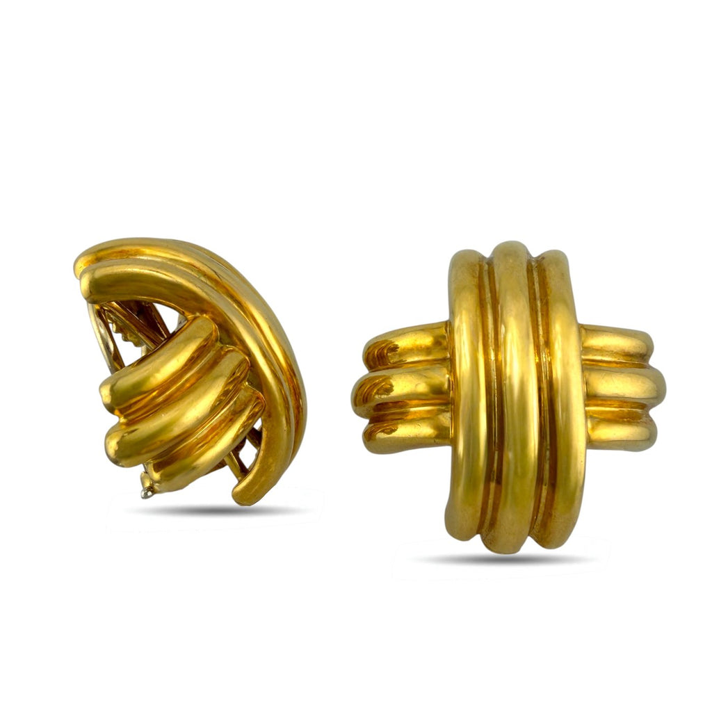 18K Yellow Gold Tiffany and Co. Cross Earrings